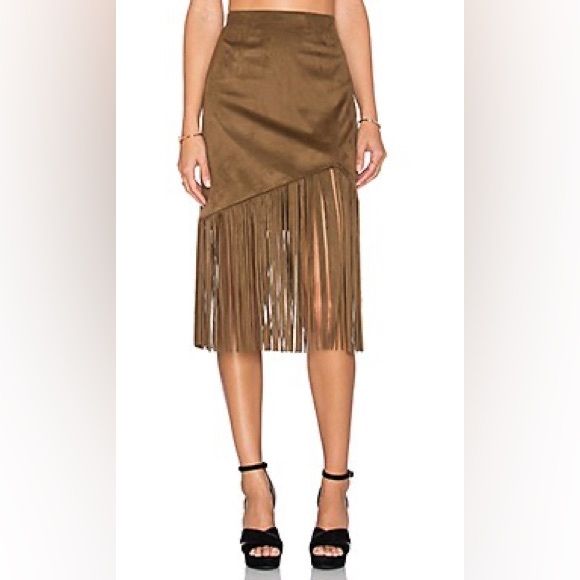 REVOLVE TULAROSA DONNA FRINGE SKIRT - Picture 1 of 5